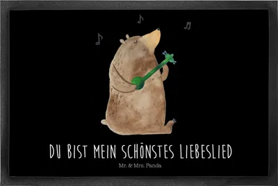 Produktbild von Mr. & Mrs. Panda Schmutzfangmatte Bär Lied 50 x 75 cm - Schwarz - Geschenk, Frau, Schmutzmatte, Fußabstreifer, Fussmatte, Herz, Liebe, fußmatte, Teddy, Bodenvorleger