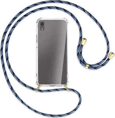 Produktbild von Handykette Backcover-Schutzhülle mit Band (Metall goldfarben) für Sony Xperia XA1 - Blautöne