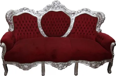 Produktbild von Barock Sofa Garnitur King Bordeaux/Silber - Möbel Antik Stil