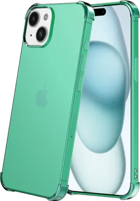 Obrázek produktu pro Pouzdro na mobilní telefon vhodné pro iPhone 15 - Průhledné nárazuvzdorné silikonové pouzdro s nárazníkem - zelené