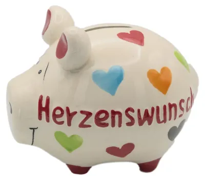 Sparschwein Herz Keramik 12,5 cm bunt Geldgeschenk