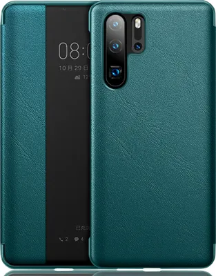 Produktbild von Huawei P30 Pro Hülle, LaimTop Slim Business Smart View Intelligente Wake up-/Sleep Flip Leder Cover Schutzhülle für Huawei P30 Pro Grün