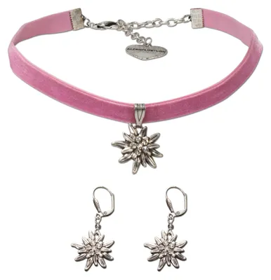 Produktbild von Alpenflüstern Trachtenschmuck-Set Trachten-Samt-Kropfband und Ohrhänger Strass-E