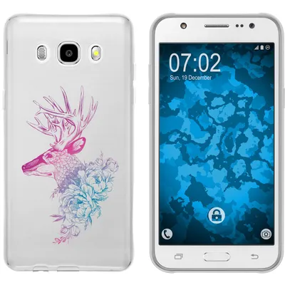 Produktbild von PhoneNatic Case kompatibel mit Samsung Galaxy J5 (2016) J510 Silikon-Hülle Floral Hirsch M7-6