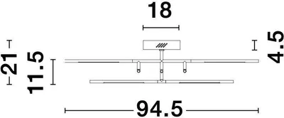 Immagine prodotto di Lampadario LED dimmerabile NOVA LUCE Raccio, Variante: 48 W, 3000 K, 3360 lm, 945 x 210 mm, nero