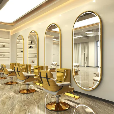 Produktbild von Spiegel Ganzkörperspiegel für Friseursalons Oval mit Rahmen Gold 150*70cm【LFJ3839】