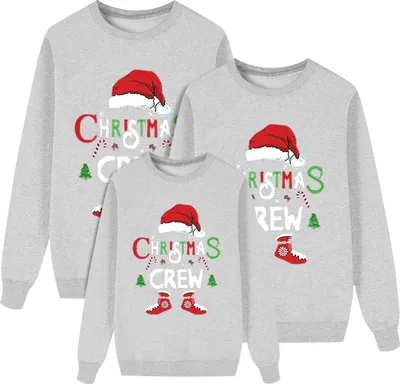Produktbild von ASKSA Weihnachtspullover Familie Set Damen Herren Kinder Lustig Weihnachtspulli Rundhals Haesslicher Pullover,C-Grau,130