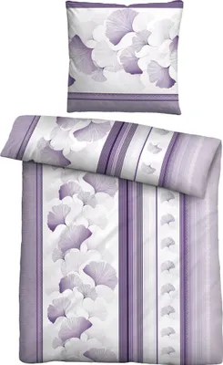 Produktbild von biberna 0615871 Mako-Satin Bettwäsche GINKGO color: flieder, size: 1x 155x220 cm + 1x 80x80 cm