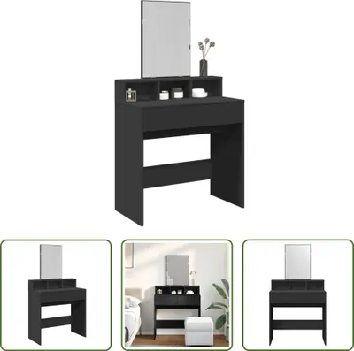 Image de The Living Store Coiffeuse avec miroir noir 80x41x144,5 cm