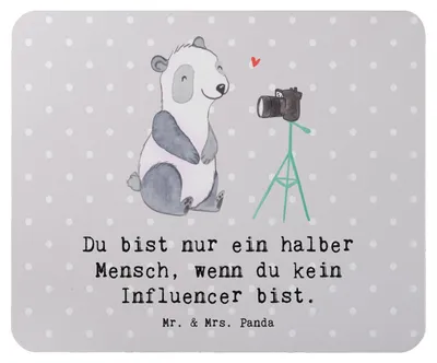 Produktbild von Mr. & Mrs. Panda Mouse Pad Influencer Herz - Grau Pastell - Geschenk, Mauspad, laptop, pc mausunterlage, Mousepad