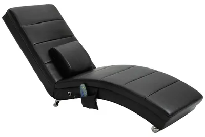 Image de Fauteuil téléviseur Relaxliege, fauteuil de massage électrique, fauteuil inclinable Zero-G en similicuir noir | Jusqu'à 120 kg | 8 points de vibration | 58 x 163 x 87 cm