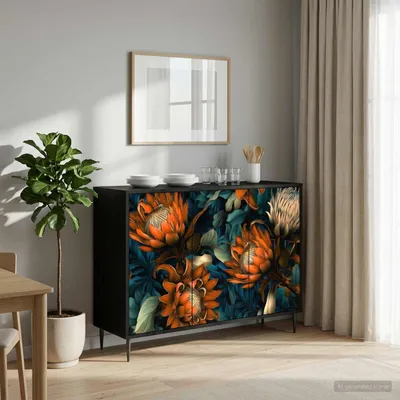 Obrázek produktu pro vidaXL Komoda LOCHEM, černá, s dekorativním vzorem dubu, 102 x 33 x 76 cm