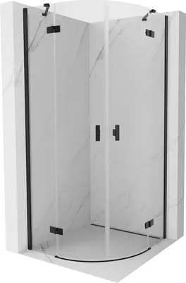 Produktbild von Mexen Mist Duschkabine halbkreisförmig schwenkbar 100 x 100 cm, transparent, schwarz - 8A33-100-100-70-00