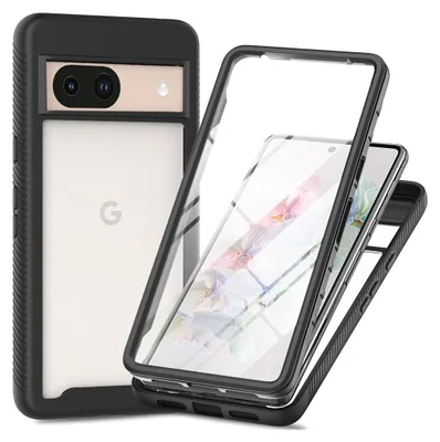 Immagine prodotto di Custodia per Google Pixel 8A, paraurti con protezione dello schermo integrata a 360° custodia protettiva full body nera