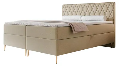 Produktbild von Boxspringbett PONTI II 200x200 Rautensteppung Bettkasten Bonellmatratze Beige