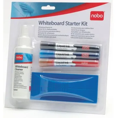 Produktbild von Nobo Whiteboard Starter Kit, Zubehörset, Mehrfarbig, Schwarz, Blau, Rot, Board cleaning cloth, Tafelwischer, Tafelmarker