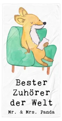 Produktbild von Mr. & Mrs. Panda Strandtuch Fuchs Bester Zuhörer der Welt - Weiß - Geschenk, Handtuch Übergröße, Duschtuch, Großes Badehandtuch, Hilfsbereit, Danke, Freundin, Dankeschön