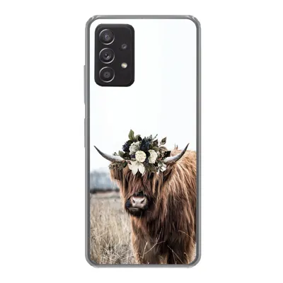 Produktbild von MuchoWow® Handyhülle Schutzhülle Hülle für Samsung Galaxy A53 5G Schottischer Highlander - Blumen - Tiere Silikon Softcase Handy Hülle - Schutzabdeckung