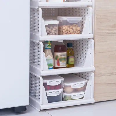 Produktbild von 3 Stück Faltbar Plastik Lagerkisten,Obstkisten,Stapelbare Aufbewahrungskorb,Transport boxen,Schrankbehälter Cubes für Küche,Schlafzimmer 34x43x42cm