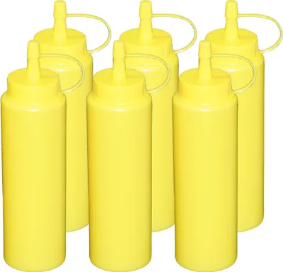 Produktbild von 6 Stück gelb Quetschflaschen 0,26 Liter Dosierflasche Spenderflasche Dressingflasche