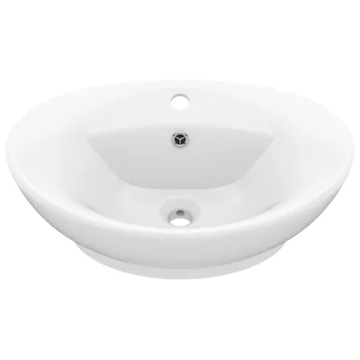 Obrázek produktu pro vidaXL umyvadlo s přepadem Oval Matt White 58,5x39 cm Keramika