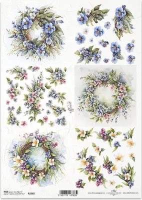 Immagine prodotto di ITD carta di riso decoupage tecnica artigianale tovagliolo di carta-R2385 Fiori, ghirlande, composizioni floreali
