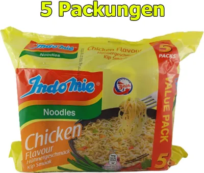 Produktbild von Indomie Hähnchen 5er Pack (5 x 70g) instant Nudeln asiatische Nudelsuppe