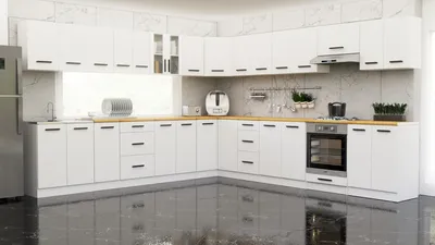 Zdjęcie produktu dla Blanco ® Meble kuchenne narożne Kuchnia narożna COSTA 6,8 m BIAŁY ZESTAW REGAŁ ANEKS SZAFKA BLAT