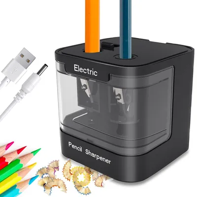 Elektrischer Bleistiftspitzer, Doppel-Loch, Schwarz