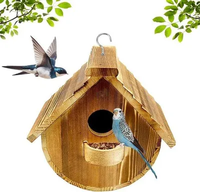 Produktbild von Hängendes Vogelhaus aus natürlichem Holz – für Vögel im Garten und auf dem Balkon