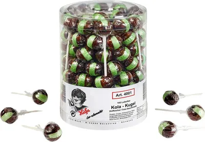 Produktbild von Küfa Lolly Cola Kugel Lutscher mit Cola Geschmack 100 Stück 1800g