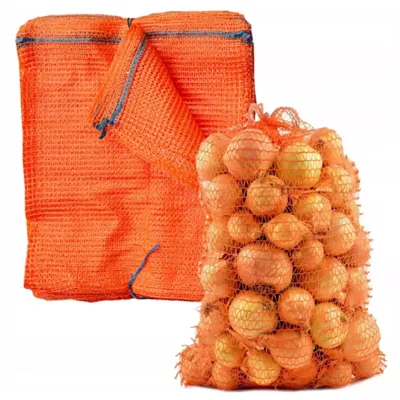 Produktbild von MIKONI Raschelsäcke 42x60cm | ORANGE | 50 Stück | Zwiebelsäcke Kartoffelsäcke Netzsäcke Netzsack Brennholzsäcke Raschelsäcke Holzsäcke Obstsäcke