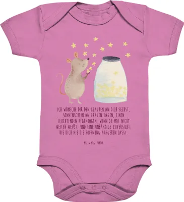 Produktbild von Mr. & Mrs. Panda babykleidung body Maus Sterne 6. - 12. Monat - Bubble Gum Pink - Geschenk, Strampler Baby, Lustige Sprüche, baumwoll overall, Babybody, baumwolle, Geburt