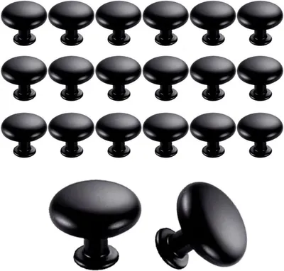 Produktbild von 20 Stück Türknöpfe und Schubladengriffe, 30 mm, Möbelgriffe für Küchenschränke (Schwarz)