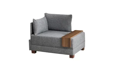 Produktbild von Hanah Home, Fly Armchair Left - Grey, Klassische Sofas, 1-Sitzer-Sofa, Grau, Polyester, 100 x 80 x 75 x cm