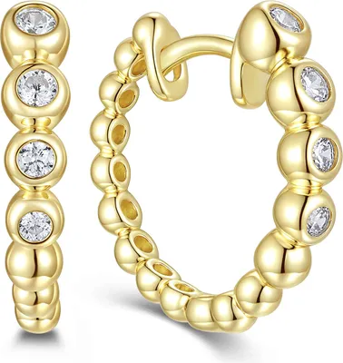 Produktbild von New Bling 9NB-1744 – Oorringen met Zirkonia - 925 Zilver - Goudkleurig - 13,5 mm - Dames Oorbellen