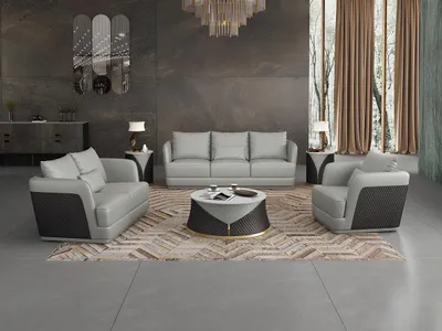 Produktbild von Design Sofagarnitur Sitz Polster Couch 321 Garnituren Ledersofa Polster Couchen
