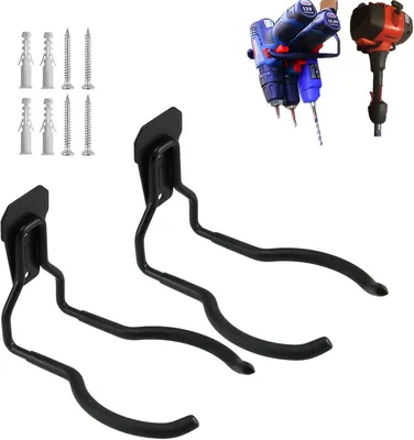 Produktbild von Set mit 2 Haken für Elektrowerkzeuge, Garagenwandhaken, Unkrautstecherhalter, Universalhaken für Werkzeugaufbewahrung und -organisation in der Garage