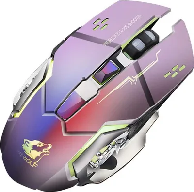 Produktbild von Kabellose Maus, 2.4G Funkmaus, RGB Beleuchtung, DPI einstellbar, ergonomisch, wiederaufladbar