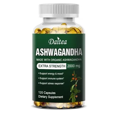 Image de Ashwagandha 2000mg (120 gélules) Complément alimentaire, énergie, humeur, système immunitaire, stress, anxiété, récupération, sommeil