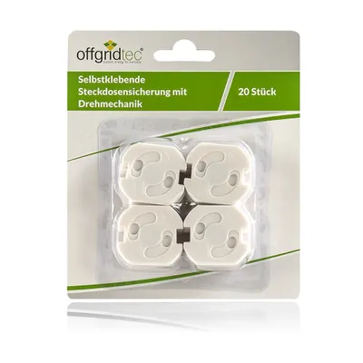 Produktbild von 20 Stück Offgridtec Kindersicherung für Steckdose mit Drehmechanik - Steckdosensicherung Baby
