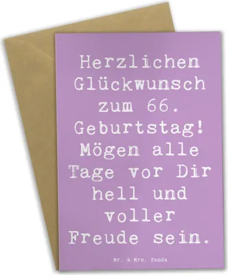 Produktbild von Mr. & Mrs. Panda neujahrskarte Spruch 66. Geburtstag Glückwünsche - Lavendeltraum - Geschenk, Grußkarten, Geschenke, hochzeitskarten, weihnachtskarten, Happy Birthday
