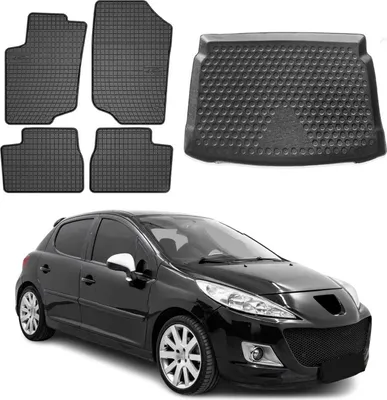 Produktbild von Fußmatten & Kofferraumwanne Set für Peugeot 207 Schrägheck 2006-2012 Gummi 5x