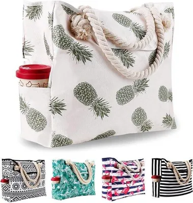 Produktbild von XXL Strandtasche aus Canvas für Damen, ideal für Reisen und Schwimmen