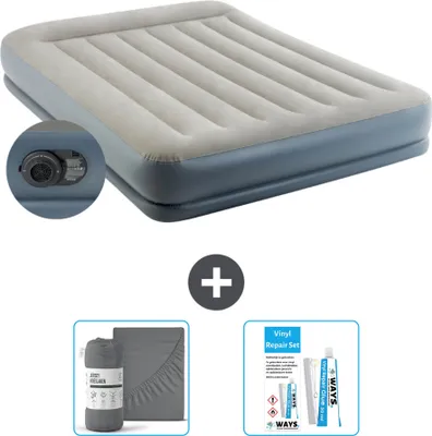Obrázok produktu pre Intex Airbed - pre 2 osoby - 152 x 203 x 30 cm - sivá - vrátane čerpadla - pripevneného prestieradla a opravnej súpravy