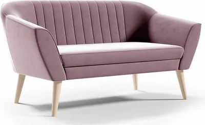 Obrázek produktu pro BETTSO Klasická 2místná pohovka Skandinávský design Dřevěné nohy Elegantní pohovka Čalouněná pohovka do obývacího pokoje PIRS 2 Růžová