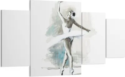 Produktbild von Bild auf Leinwand - Leinwandbild - 4 Teile - Ballerina Tanz Frau - 160x90cm - Wand Bild - Wanddeko - Wandbilder - Leinwanddruck - Bilder - Wanddekoration - Leinwand bilder - Wandbild - DL160x90-4953