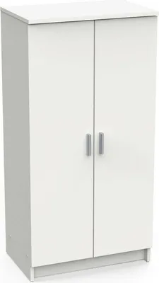 Produktbild von Multifunktions-Kleiderschrank mit zwei Türen mit sechs Einlegeböden, Farbe Weiß, Maße 55 x 108 x 36 cm