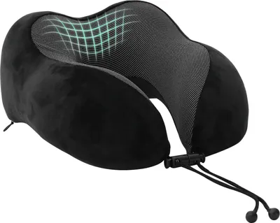 Image de vidaXL Oreiller de voyage pour la nuque Noir 27 x 26 x 14 cm Mousse viscoélastique