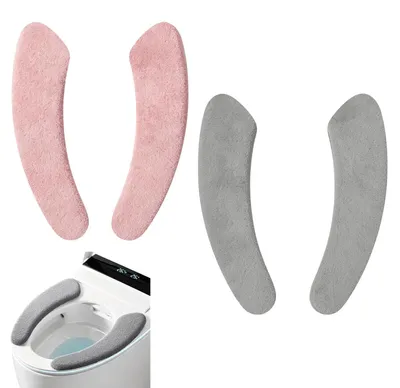Productafbeelding van Set van 2 Zachte Microvezel WC-Brilhoezen in Grijs en Roze